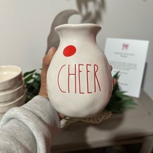 Rae Dunn White and Red Cheer Vase